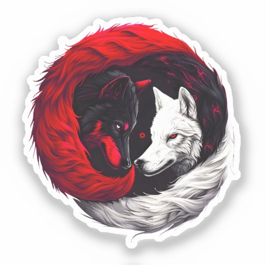 Moon Crimson Red White Wolf シール (正面)
