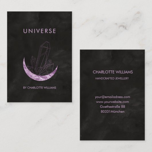  Moon Crystal Energy Healer Business Card Visitenk 名刺 (正面/裏面)
