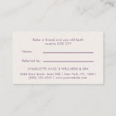 Moon Crystal Energy Healer Salon Beige 紹介カード (裏面)