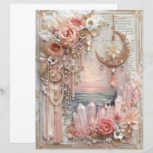 Moon Crystals Junk Journal Scrapbook Paper (正面/裏面)