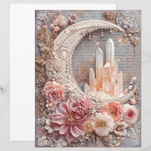 Moon Crystals Junk Journal Scrapbook Paper (正面/裏面)