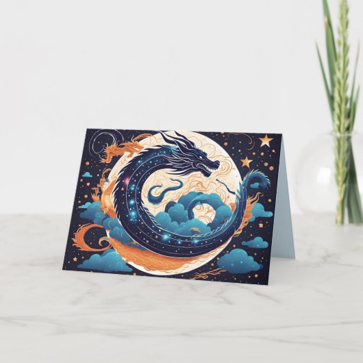 moon dragon greeting card サンキューカード (正面)
