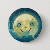 Moon Face Button Pin 缶バッジ (正面)