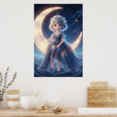 Moon Fairy Starry Night Art Poster ポスター (キッチン)