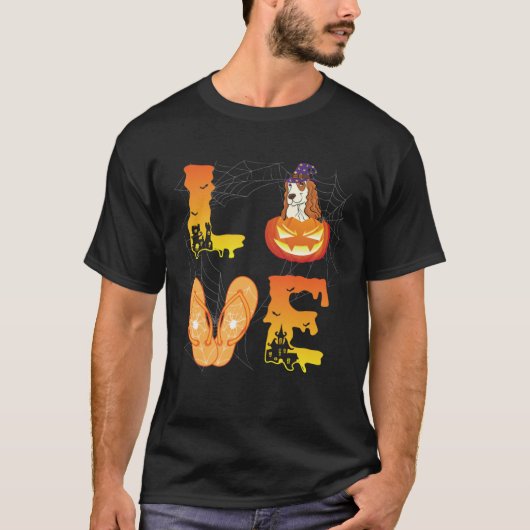 Moon Flip Flop Spider Pumpkin Cocker Spaniel LOVE  Tシャツ (正面)