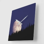 Moon & Forest | Glacier National Park Montana スクエア壁時計 (傾斜)