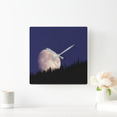 Moon & Forest | Glacier National Park Montana スクエア壁時計 (ホーム)
