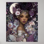 Moon Goddess Black Fantasy Art Black Queen ポスター (正面)