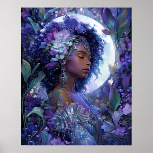 Moon Goddess Black Fantasy Art Black Queen ポスター (正面)
