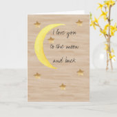 Moon Gold Stars I love you to the moon & back カード (黄色い花)