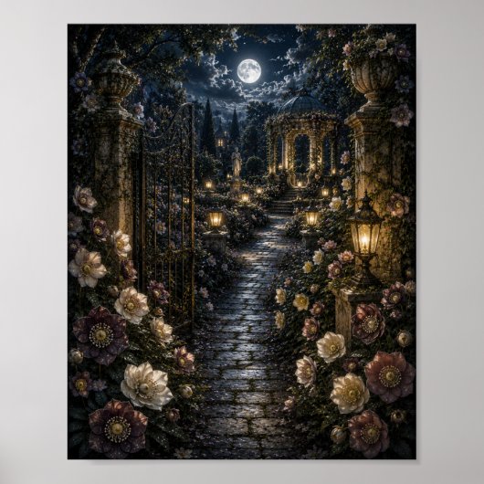 Moon Hellebore Walk Vintage Botanical ポスター (正面)