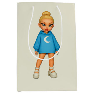Moon Hoodie Fashion Doll Gift Bag ミディアムペーパーバッグ