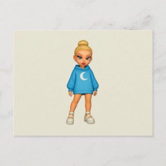 Moon Hoodie Fashion Doll Postcard ポストカード