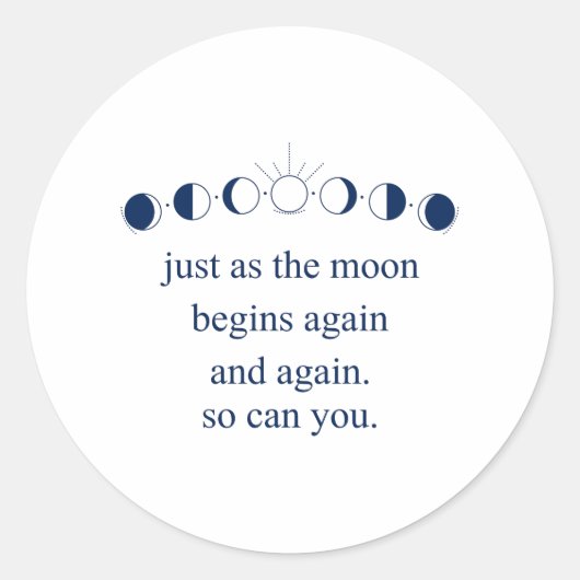 Moon Inspirational Saying Motivation Universe ラウンドシール (正面)