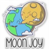 Moon Joy Cute Earth and Moon Hug シール (正面)