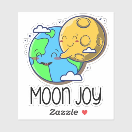 Moon Joy Cute Earth and Moon Hug シール (シート)