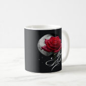 Moon Kiss Red Rose Romantic Gift コーヒーマグカップ (正面右)