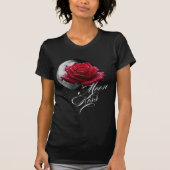 Moon Kiss Rose & Full Moon Romantic Art Tシャツ (正面)