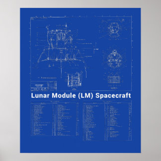 Moon Lander Lunar Module(LM)の設計図 ポスター