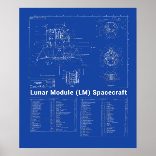 Moon Lander Lunar Module(LM)の設計図 ポスター (正面)