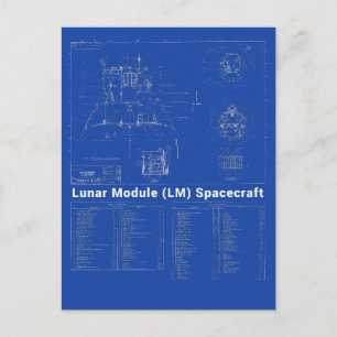 Moon Lander Lunar Module(LM)の設計図 ポストカード