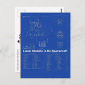 Moon Lander Lunar Module(LM)の設計図 ポストカード (正面/裏面)