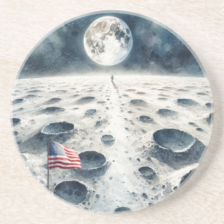 Moon Landing - Astronaut & American Flag コースター
