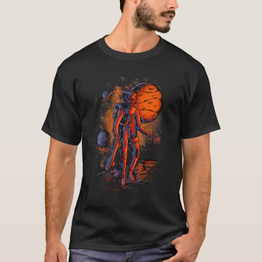 Moon Landing Astronaut and Space Tシャツ (正面)