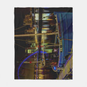 Moon light sky over the the Newcastle Tyne river フリースブランケット (正面)