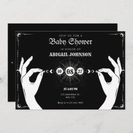 Moon mystical magic hand baby shower 招待状