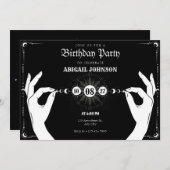 Moon mystical magic hand birthday 招待状 (正面/裏面)