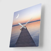 Moon Over Buscharner Footbridge | Starnberg Lake スクエア壁時計 (傾斜)