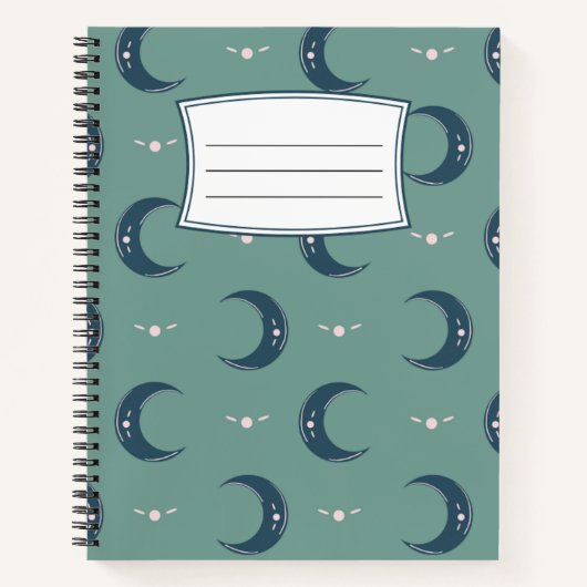 Moon Pattern Spiral Notebook 8.5x11 ノートブック (正面)