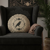 Moon Phase Raven Mandala ラウンドクッション