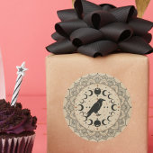 Moon Phase Raven Mandala ラウンドシール