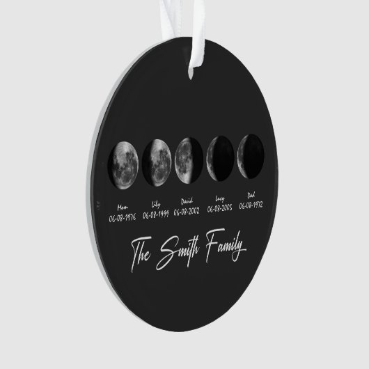 Moon Phase The Smith Family – Custom Names & Dates オーナメント (正面)