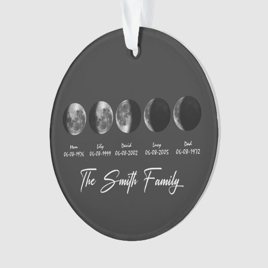 Moon Phase The Smith Family – Custom Names & Dates オーナメント (正面)