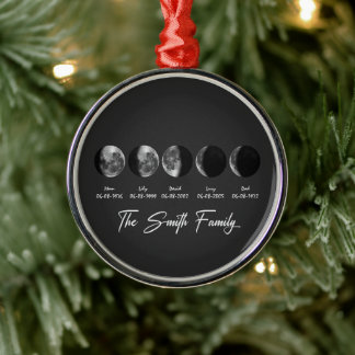 Moon Phase The Smith Family – Custom Names & Dates メタルオーナメント