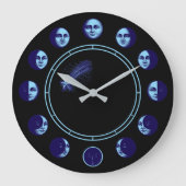 Moon Phases Faces Waxing Gibbous & Waning Crescent ラージ壁時計 (正面)