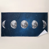 Moon Phases Galaxy Stars ビーチタオル (正面)