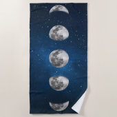 Moon Phases Galaxy Stars ビーチタオル (正面)