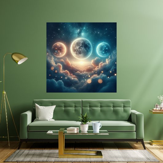 Moon Phases Over Clouds キャンバスプリント