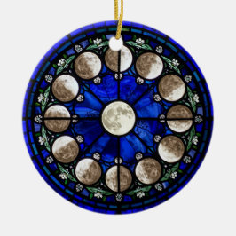 Moon Phases Stained Glass Circle セラミックオーナメント