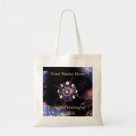 Moon Phases Tote Bag – Sacred Geometry & Personal  トートバッグ (正面)