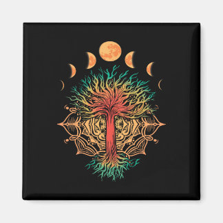 Moon Phases Tree Of Life Retro Yoga Meditation Men マグネット