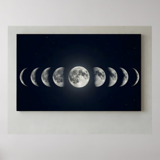 Moon Phases Wall Art Canvas Print ポスター