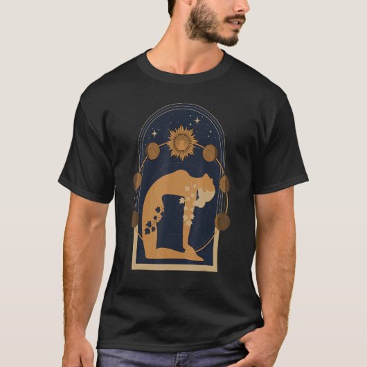 Moon Phases Yoga Camel Asana Tシャツ (正面)