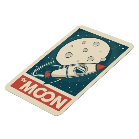 Moon Retro Galaxy Rocket マグネット (左側)