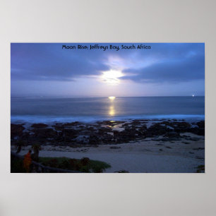 Moon Rise over Supertubes、J-Bay、南アフリカ ポスター