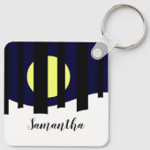 Moon Rising near Forest in Winter キーホルダー (裏面)